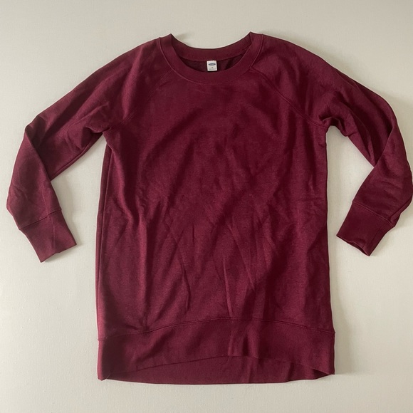 Old Navy Burgundy Maroon Wine Tunic Length Sweatshirt - Picture 1 of 6